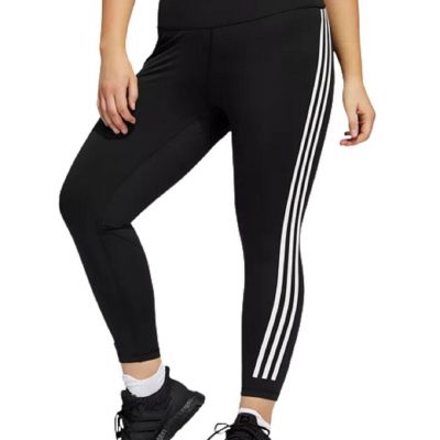 adidas Womens Versatility Training Icon 3-Stripes 7/8 Tights Size:4X,Black/White